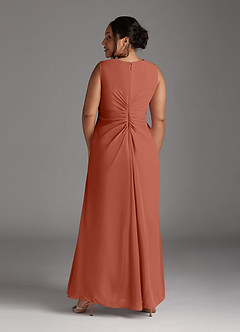 Azazie Manuella Vestidos para mãe da noiva Vestido Argila de Chiffon de Linha A com Decote em V Plissado image14