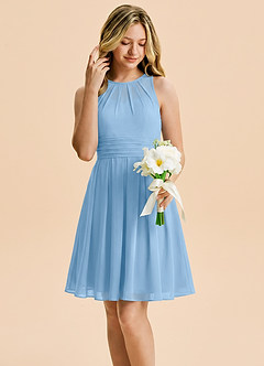 Azazie Bibiane Junior Powder Blue A-Line Pleated Chiffon Dress image5