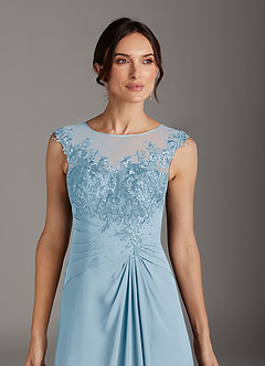 Azazie Endora Final Sale Sky Blue A-Line Scoop Lace Chiffon Dress image2