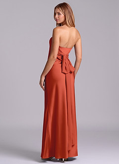 Azazie Ailanie Brudtärnklänningar Klä av Tubklänning i Stretch Satin Axelbandslös Rost image2