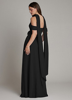 Azazie Ezria Bridesmaid Dresses Black A-Line Off the Shoulder Chiffon Dress image2