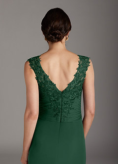 Azazie Edelin Mother of the Bride Dresses Dark Green A-Line Sweetheart Neckline Pleated Mesh Dress image7