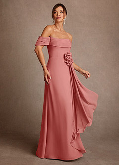 Azazie Amherst Abiti per la Madre della Sposa Abito A-Line in Chiffon a Spalla Scoperta Rosa Antica image2