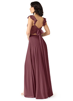 Azazie Everett Bridesmaid Dresses Sangria A-Line V-neck Ruched Chiffon Dress image2