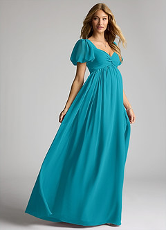 Azazie Madisynn Maternity Bridesmaid Dresses Bow Chiffon Floor-Length Dress image4
