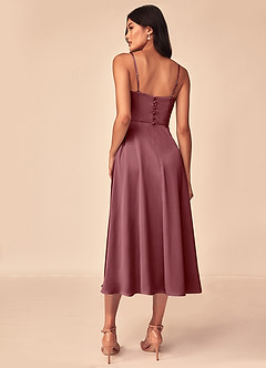 Azazie Dottie Bridesmaid Dresses Desert Rose A-Line Stretch Satin Dress image2