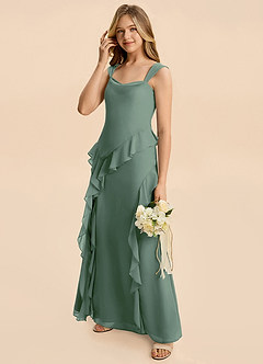 Azazie Sloane Junior Eucalyptus A-Line Sweetheart Neckline Chiffon Dress image4