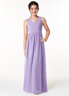 Azazie Sawyer Junior Lilac A-Line Pleated Chiffon Dress image1