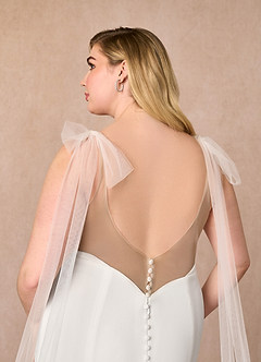 Azazie Sharen Wedding Dresses Diamond White Sand Mermaid Stretch Crepe Dress image14