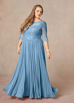 Azazie Corinne Mother of the Bride Dresses Steel Blue A-Line Sequins Chiffon Dress image10