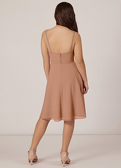 Azazie Kalie Junior Champagne Rose A-Line with Belt Chiffon Dress image2