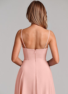 Azazie Elle Bridesmaid Dresses Rosette A-Line Pleated Chiffon Dress image2