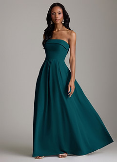 Azazie Lucienne Bridesmaid Dresses Pine A-Line Strapless Chiffon Convertible Dress image5
