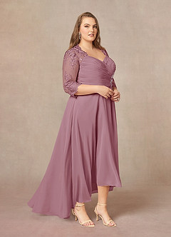 Azazie Devereaux Abiti per la Madre della Sposa Abito A-Line in Chiffon Pizzo Vintage Malva image8
