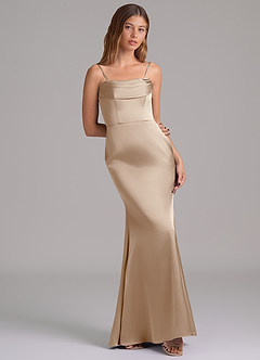 Azazie Miley 신부 들러리 드레스 인어 오프 더 숄더 스트레치 새틴 바닥 길이 드레스 image8