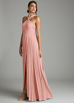 Azazie Afra Abiti da Damigella Abito A-Line in Chiffon Plissettato Rosetta image4
