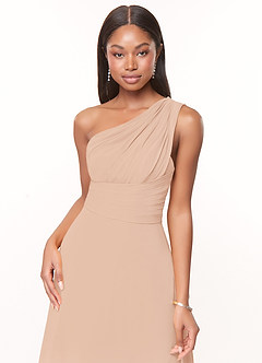 Azazie Ashley Bridesmaid Dresses English Rose A-Line Ruched Chiffon Dress image5