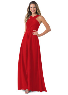 Azazie Kaleigh Bridesmaid Dresses Red A-Line Pleated Chiffon Dress image1