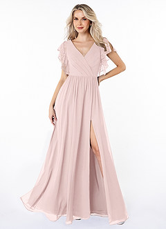 Azazie Zella Abiti da Damigella Abito A-Line in Chiffon Pizzo Rosa Rossore image1