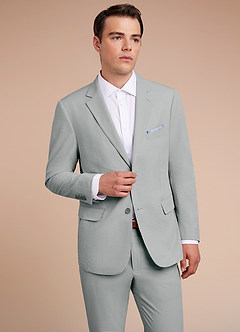 front Miles Light Grey Seersucker Suit Jacket