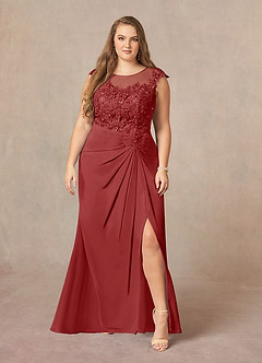 Azazie Libby Mother of the Bride Dresses Rust A-Line Scoop Sequins Chiffon Dress image7