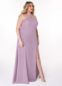 Azazie Rue Bridesmaid Dresses Wisteria A-Line Halter Chiffon Dress image10