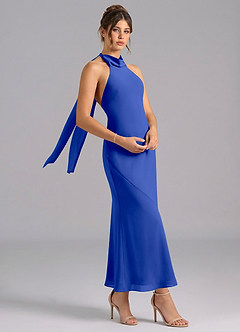 Azazie Velli Suknie dla druhen Syrena Wysoka Kołnierz Szyfon Długość kostki Sukienka image3