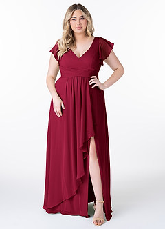 Azazie Omari Bridesmaid Dresses Burgundy A-Line Chiffon Dress image7