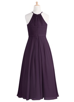 Azazie Ginger Junior Plum A-Line Pleated Chiffon Dress image8
