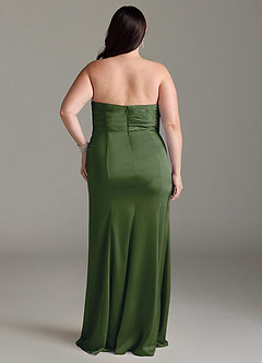 Azazie Yola Robes de demoiselle d'honneur Robe Fourreau Convertible en Satin extensible Plissee mit V-Ausschnitt Genévrier image10