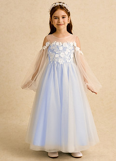 Azazie Zimi Flower Girl Dresses Lavender Ball-Gown Sweetheart Neckline Tulle Dress image5