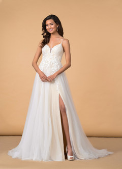 Azazie Nikita Wedding Dresses A-Line Sequins Tulle Chapel Train Dress image4