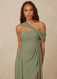Christian Siriano Bridal for Azazie 1014 Bridesmaid Dresses Pistachio A-Line Off the Shoulder Chiffon Dress image6