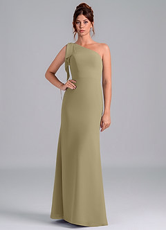 Azazie Rinna Brautjungfernkleider Meerjungfrau-Linie One-Shoulder Chiffon Kleid Moosgrün image1