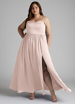 Azazie Morana Bridesmaid Dresses Blushing Pink A-Line Off the Shoulder Stretch Satin Convertible Dress image10