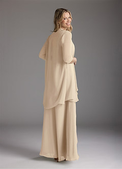 Azazie Weisz Mother of the Bride Dresses Champagne A-Line Square Neckline Pleated Chiffon Dress image8