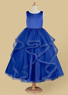 Azazie Sofia Flower Girl Dresses Royal Blue A-Line Beaded Tulle Dress image5