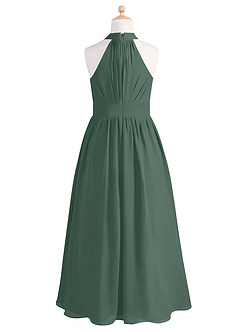 Azazie Iman Junior Sea Moss A-Line Pleated Chiffon Dress image6