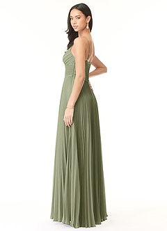 Azazie Vini Bridesmaid Dresses Pistachio A-Line V-Neck Pleated Chiffon Dress image4