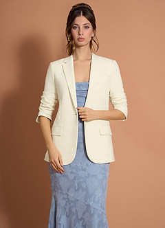 front Charlotte Ivory Refined Weave Blazer