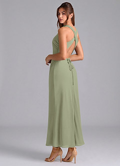 Azazie Evadne Vestidos de madrinha de casamento Vestido Pistache de Chiffon de Bainha com Plissado image2