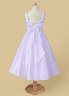 Azazie Cutie Pie Flower Girl Dresses A-Line Pleated Matte Satin Dress image5
