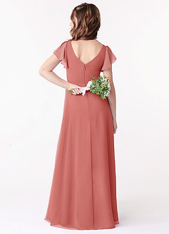 Azazie Omari Junior Antique Rose A-Line Ruched Chiffon Dress image2