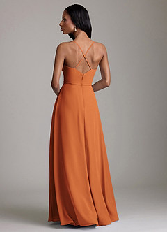 Azazie Naeem Bridesmaid Dresses Cinnamon A-Line V-Neck Ruffle Chiffon Dress image2