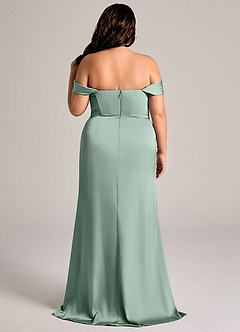 Azazie Johana Bridesmaid Dresses Agave Mermaid Off the Shoulder Stretch Satin Convertible Dress image9