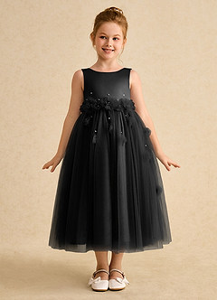 Azazie Lux vestidos de niña de las flores Vestido de Negro de Tul de Corte En A con Perla image5