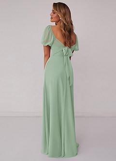 Barbie ♥ Azazie Brautjungfernkleider A-Linie Plissee Chiffon Kleid Agave image3