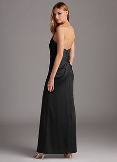 Azazie Lexie Bridesmaid Dresses Black Sheath Strapless Stretch Satin Convertible Dress image5
