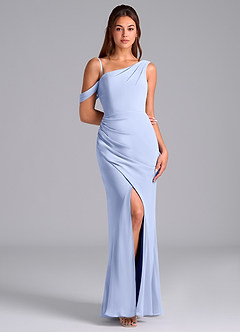 Azazie Madelyn Bridesmaid Dresses Ice Mermaid Off the Shoulder Chiffon Convertible Dress image3