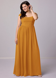 Barbie ♥ Azazie Bridesmaid Dresses Butterscotch A-Line Corset Chiffon Dress image9